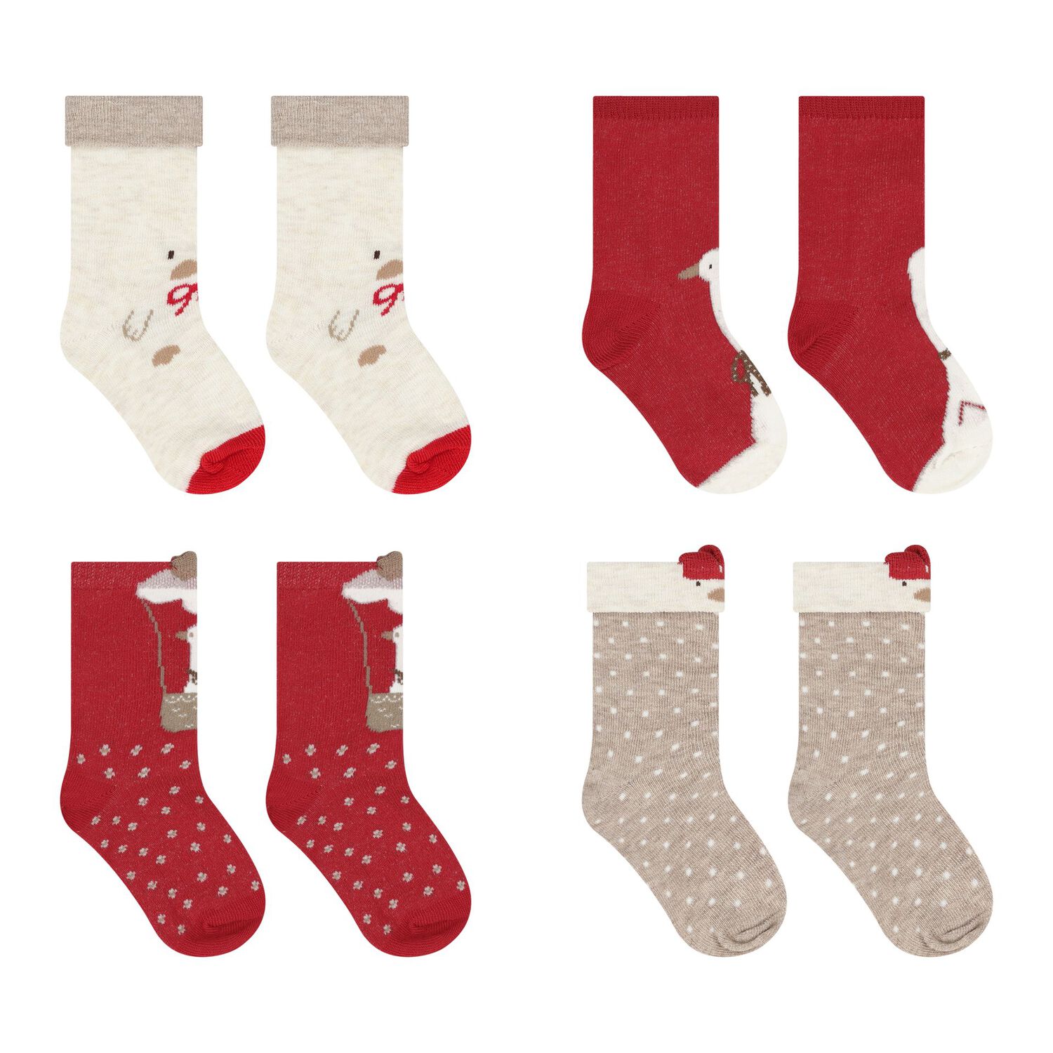 Baby Girls Red & Ivory Socks ( 4-Pack ), 3, hi-res image number null