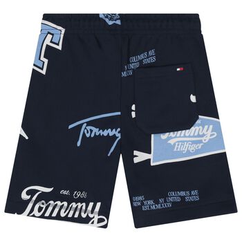 Boys Navy Blue Logo Shorts