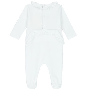 Baby Girls White Tiger Logo Babygrow