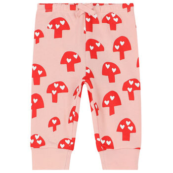 Younger Girls Pink & Red Mushroom Joggers