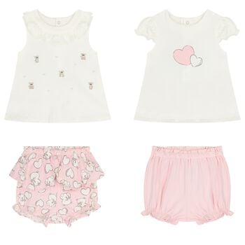 Baby Girls Ivory & Pink Shorts Set ( 2-Pack )
