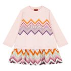 Younger Girls Pink Zig Zag Logo Dress, 2, hi-res