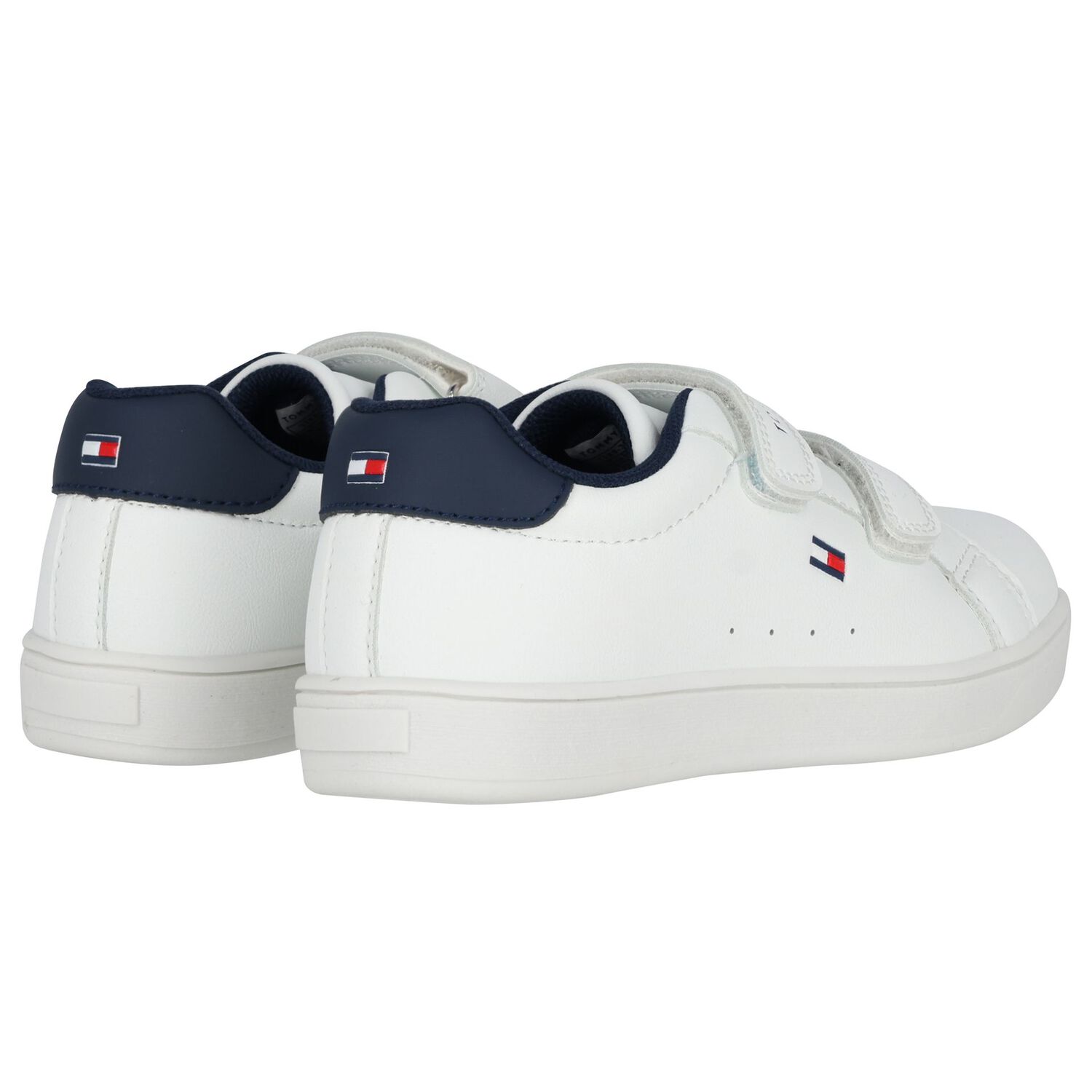 Boys White & Navy Blue Logo Trainers, 2, hi-res image number null