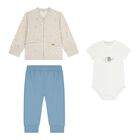 Baby Boys Beige & Blue Tracksuit Set ( 3 Piece ) , 1, hi-res