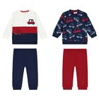 Baby Boys Ivory, Navy Blue & Red Tracksuits ( 2-Pack ), 1, hi-res