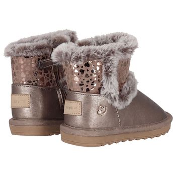 Younger Girls Gold Faux Leather Boots