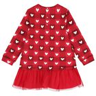 Girls Red Heart & Check Dress Set, 1, hi-res