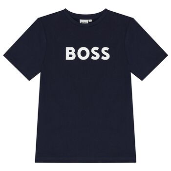 BOSS Boys Navy Blue Logo T-Shirt, 3 Boys Navy Blue Logo T-Shirt