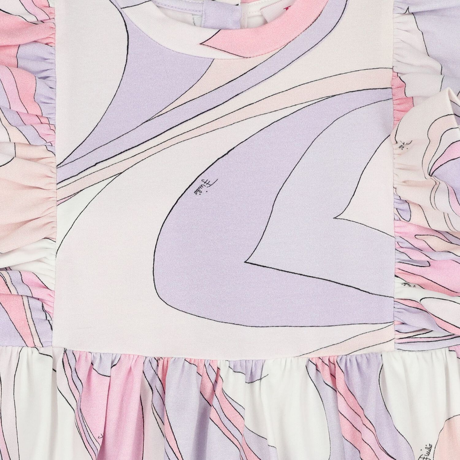 Younger Girls Pink & White Ruffled Iride Dress, 1, hi-res