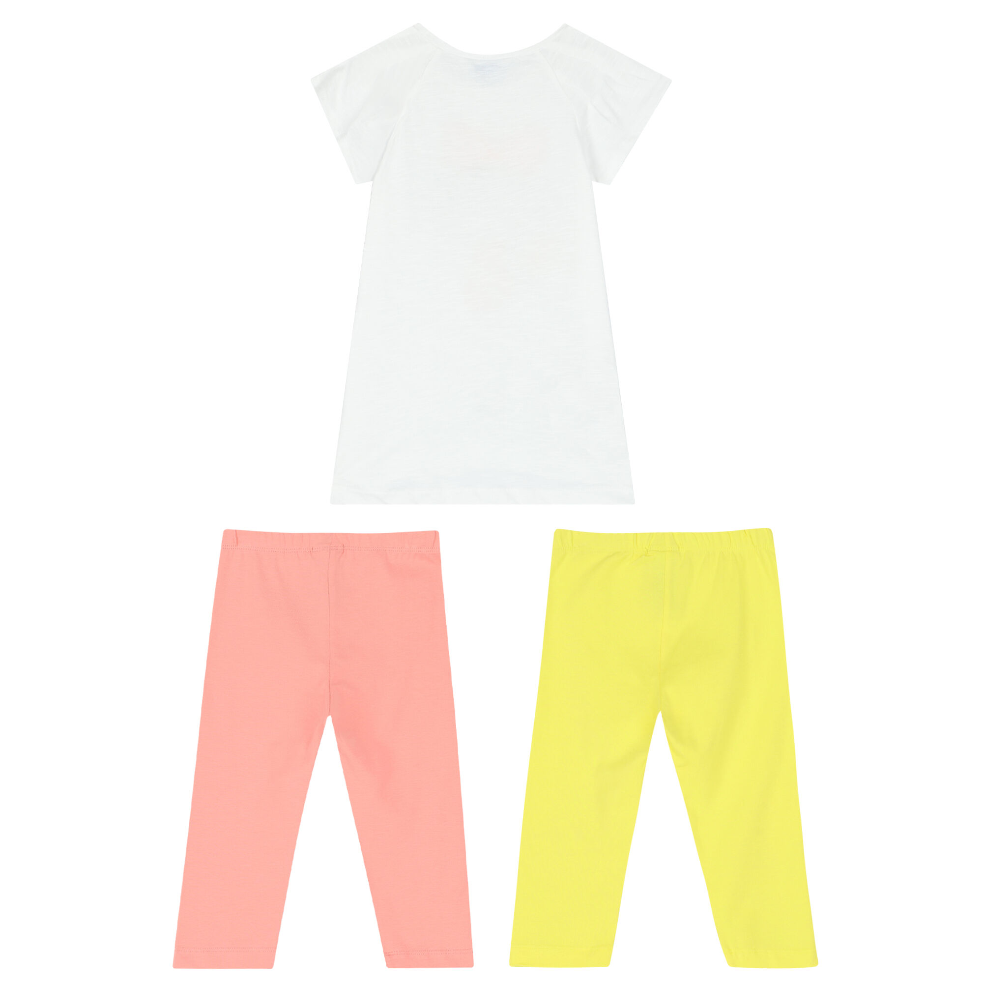Girls White, Pink \u0026 Yellow Leggings Set 