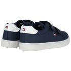 Boys Navy Blue Logo Trainers, 1, hi-res