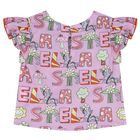 Girls Purple Logo Flower Top, 1, hi-res