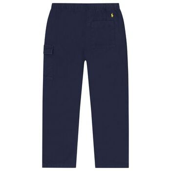 Boys Navy Blue Logo Trousers