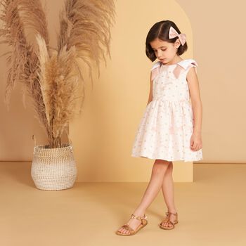 Girls White & Pink Floral Dress