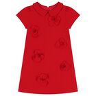 Girls Red Flower Twill Dress, 1, hi-res