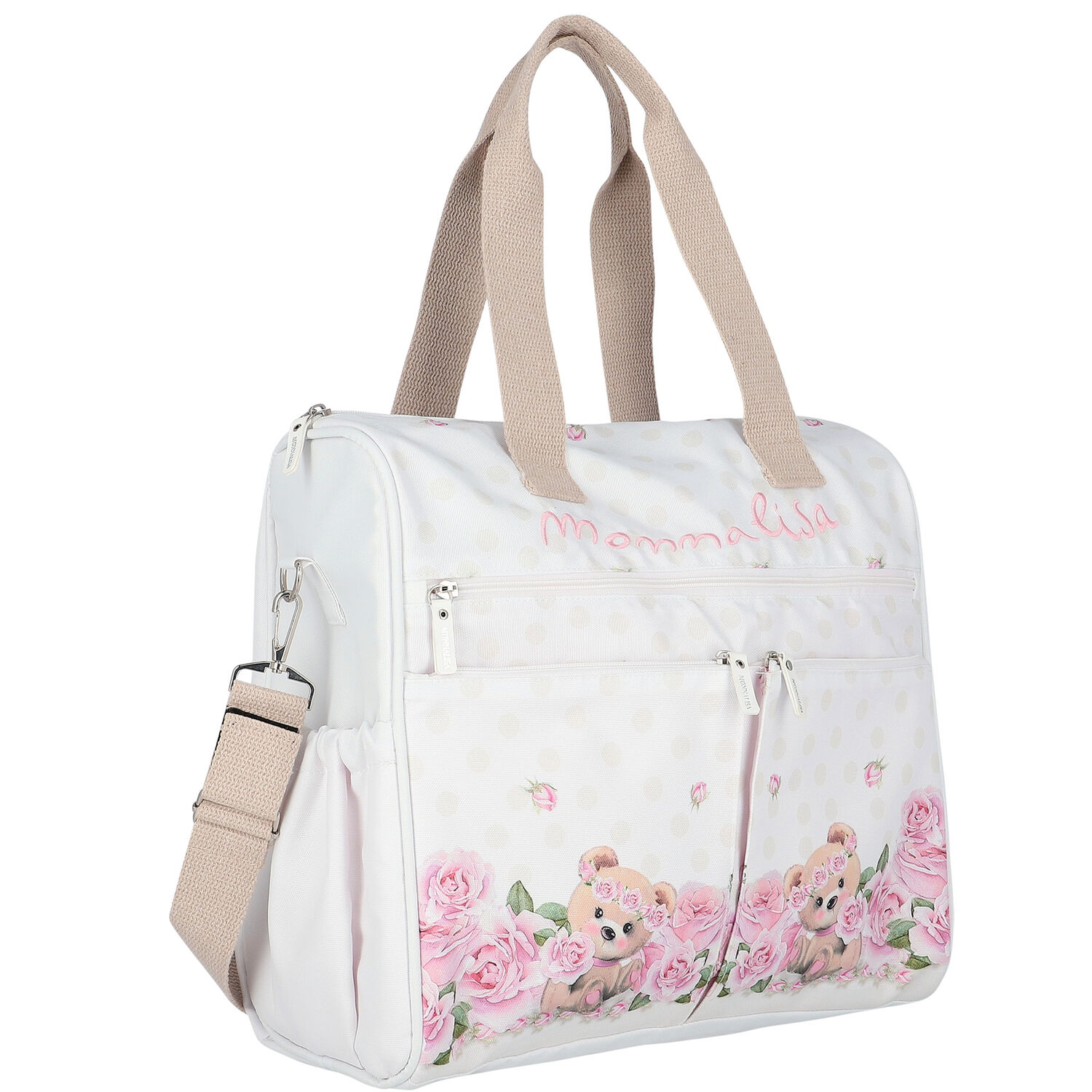 شنطة مواليد بطبعة تيدي باللون الأبيض للأطفال , 1, hi-res