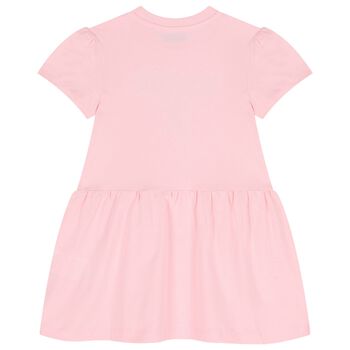 Girls Pink Teddy Bear Logo Dress