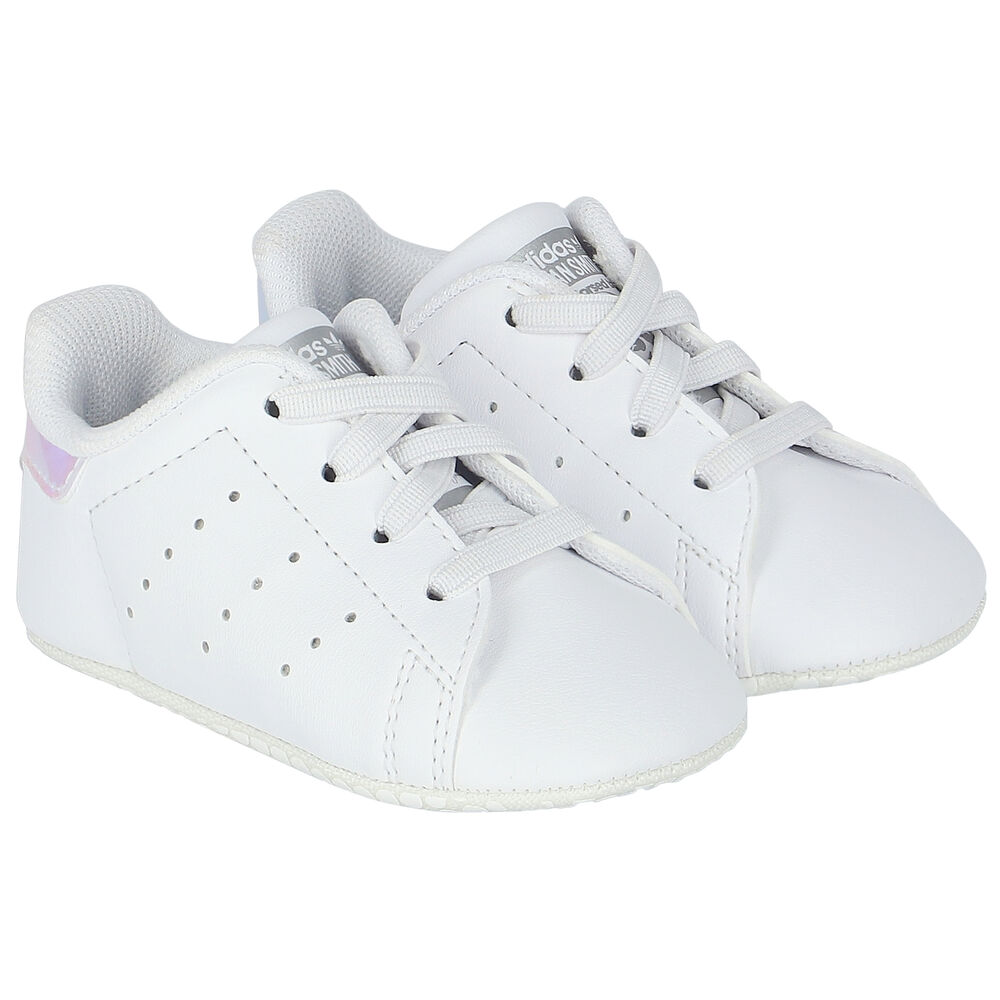 Footpad rille dok adidas Originals Baby Girls White Stan Smith Crib Pre Walker Shoes | Junior  Couture