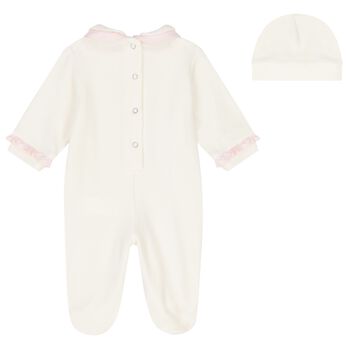 Baby Girls Ivory Bow Babygrow Gift Set