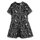 Girls Black & Silver Logo Jacquard Dress, 1, hi-res
