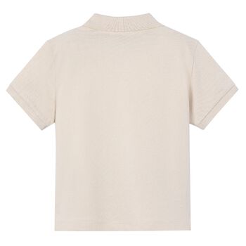 Boys Beige Logo Polo Shirt