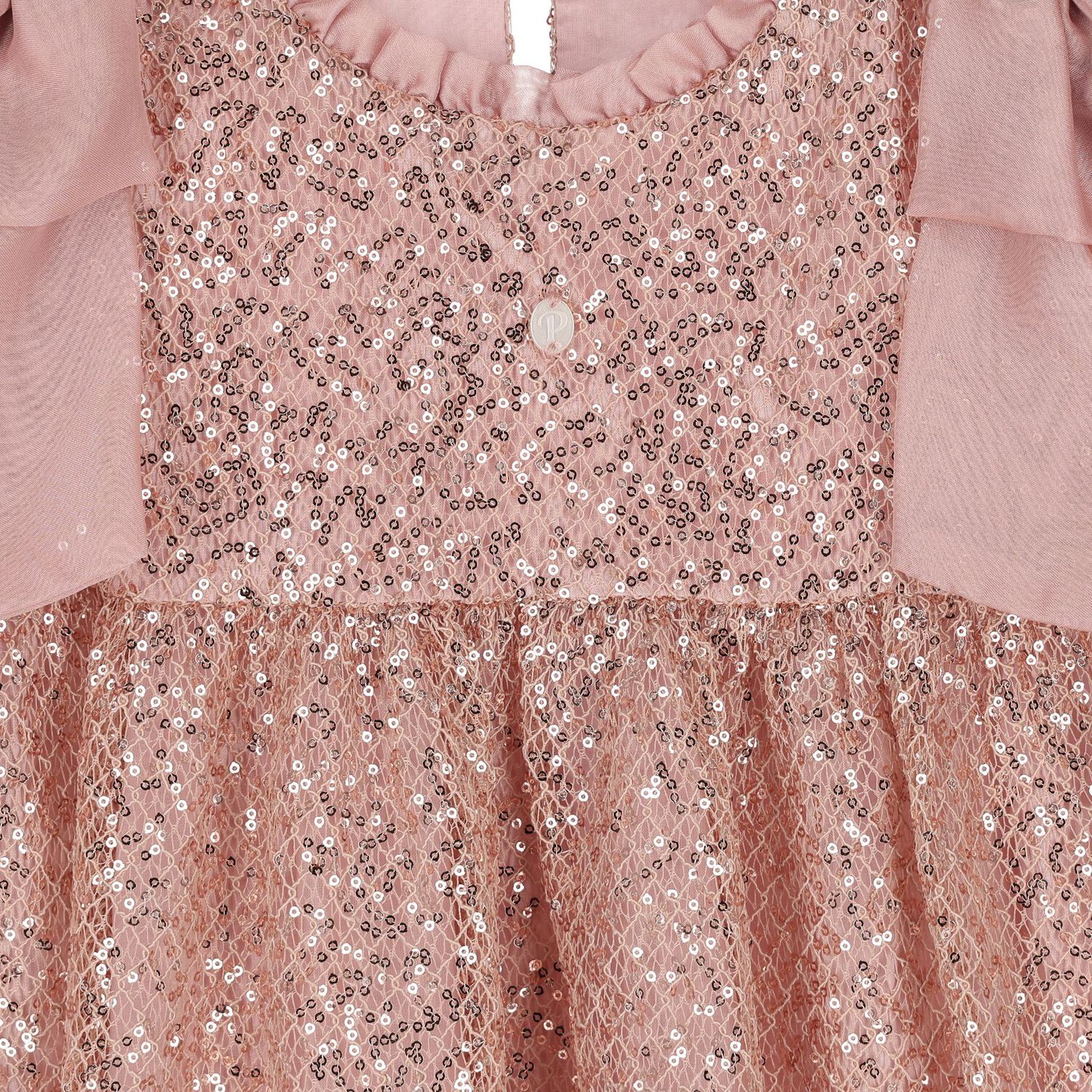 Girls Pink Embellished Sequin Dress, 1, hi-res