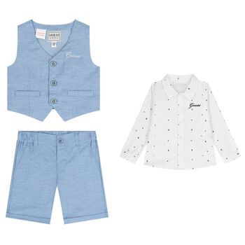 Baby Boys Blue & White Shorts Set