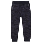 Boys Navy Camouflaged Joggers, 1, hi-res