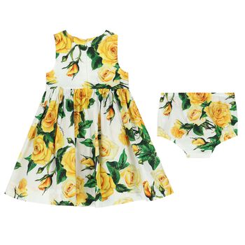 Baby Girls Yellow & White Floral Dress Set