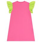 فستان بنات بالشعار بطبعه حقيبه كروس باللون الوردى , 1, hi-res