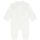 Ivory Embroidered Knight Logo Romper, 1, hi-res