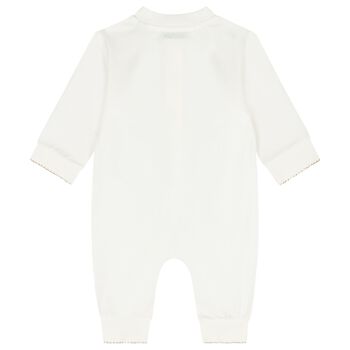 Ivory Embroidered Knight Logo Romper