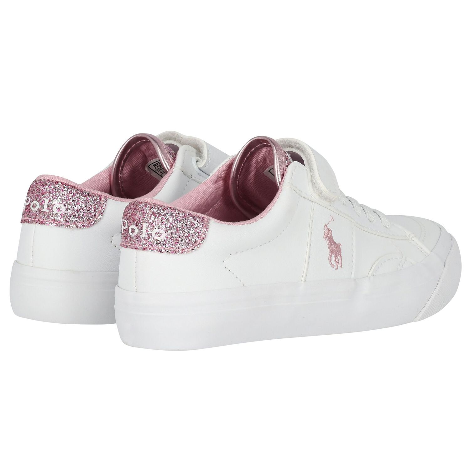 Girls White & Pink Logo Trainers, 1, hi-res image number null