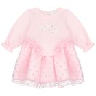 Baby Girls Pink Heart Dress, 1, hi-res