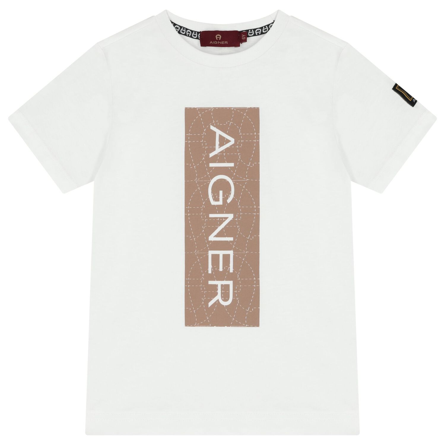 Boys White & Beige Logo Shorts Set, 1, hi-res