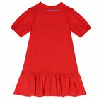 Girls Red Embroidered Dress, 1, hi-res