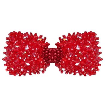 Girls Red Embellished Bow Hair Clip