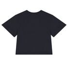 تيشيرت بنات بالشعار باللون الكحلي, 2, hi-res