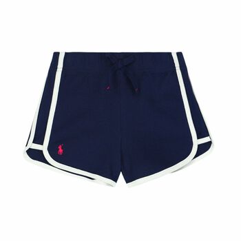 Girls Navy & White Logo Shorts