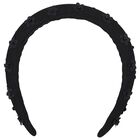 Girls Black Floral Tulle Headband, 1, hi-res