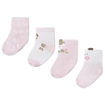 Baby Boys Pink & White Socks (4 Pack) 