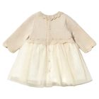 Baby Girls Beige, Ivory & Gold Tulle Dress, 1, hi-res