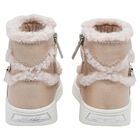 Younger Girls Gold Faux Fur Boots, 1, hi-res