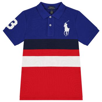 Boys Red & Blue Logo Polo Shirt