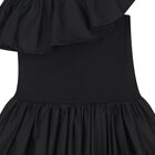 Girls Black Ruffled Dress, 1, hi-res