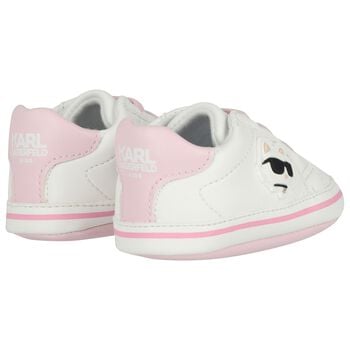 Baby White & Pink Choupette Pre Walker Shoes