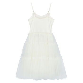 Girl White Embellished Tulle Dress