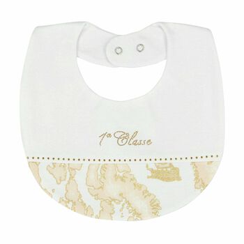 White & Gold Geo Map Baby Bib