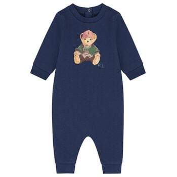 Baby Boys Navy Blue Polo Bear Romper