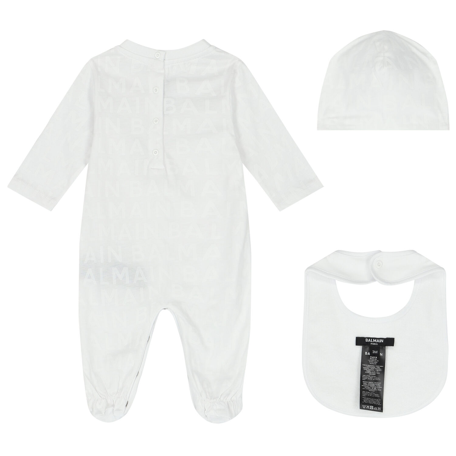 White & Gold Logo Babygrow Gift Set, 1, hi-res image number null
